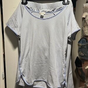 Lake Striped Light Blue & White cropped Pajama set in Hydrangea